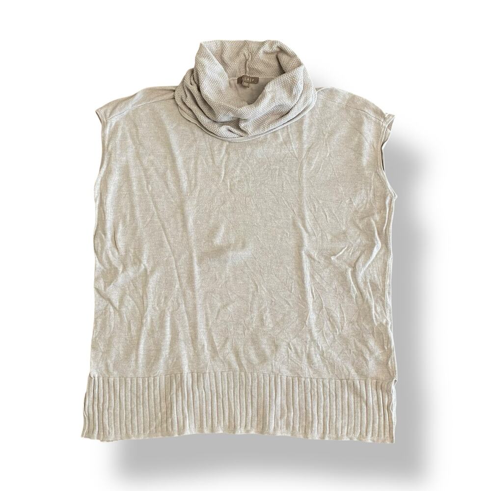 Lilla P Sleeveless Dropped Shoulder Waffle Cowl Neck Top Womens‎ Size S Beige